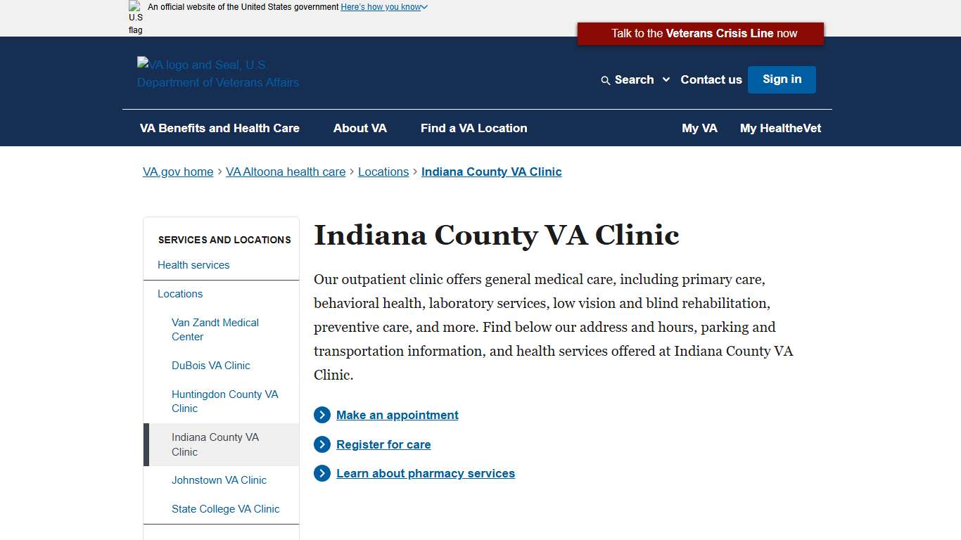 Indiana County VA Clinic VA Altoona Health Care Veterans Affairs