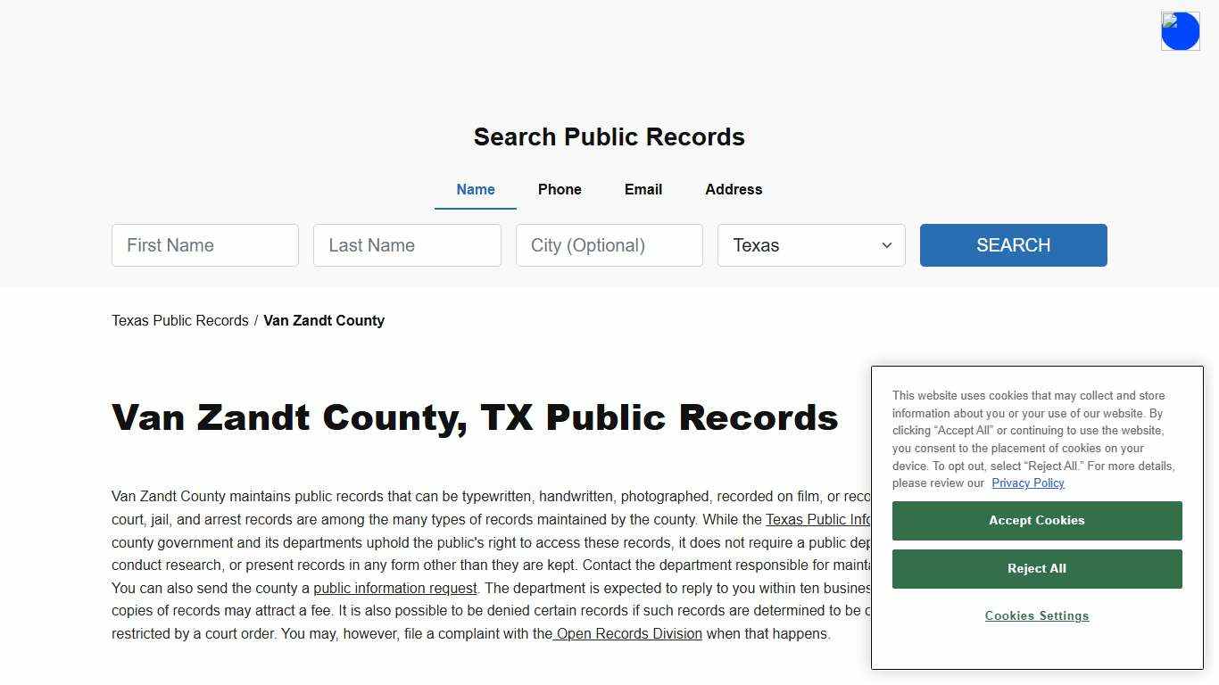 Van Zandt County, TX Public Court, Arrest and Inmate Records - ThePublicIndex